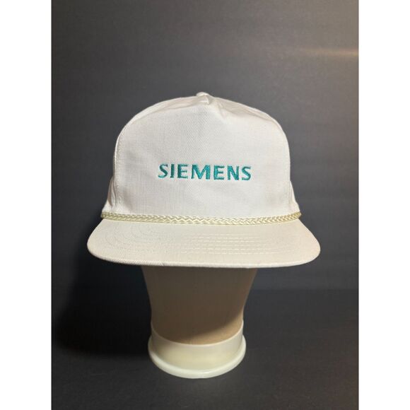 Vintage Siemens Rope Snapback Hat White Promo Cap KC Caps Adjustable - Picture 1 of 5
